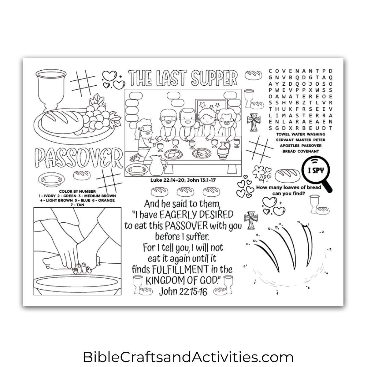 The Last Supper Activity Sheet Bible Crafts Shop The Last Supper Activity Sheet Bible Crafts Shop