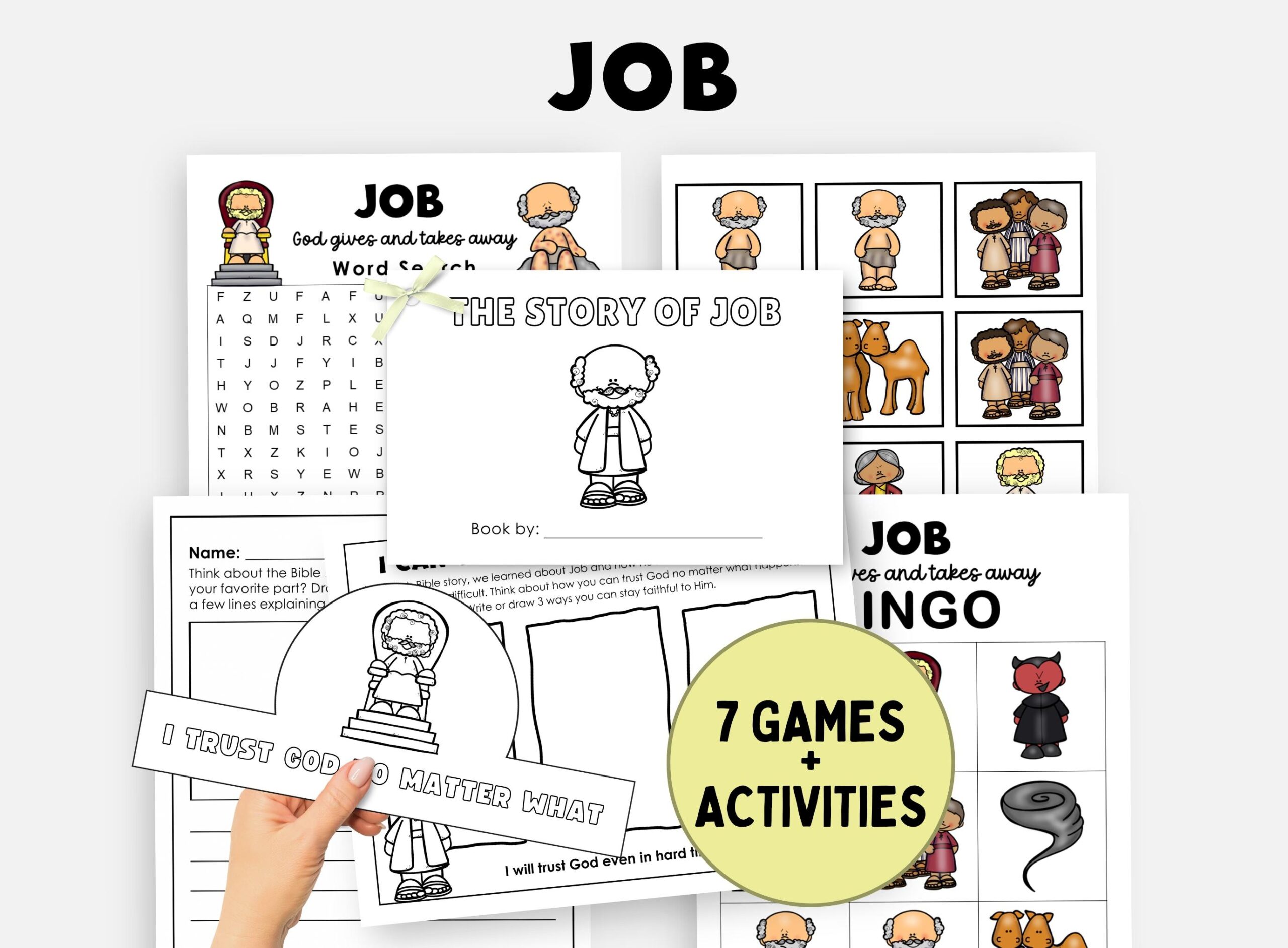 The Story Of Job Bible Lesson VBS Activity Pack Sunday School Crafts Kids Bible Games Bingo Word Search Faith Headband Coloring Book Etsy The Story Of Job Bible Lesson VBS Activity Pack Sunday School Crafts Kids Bible Games Bingo Word Search Faith Headband Coloring Book Etsy