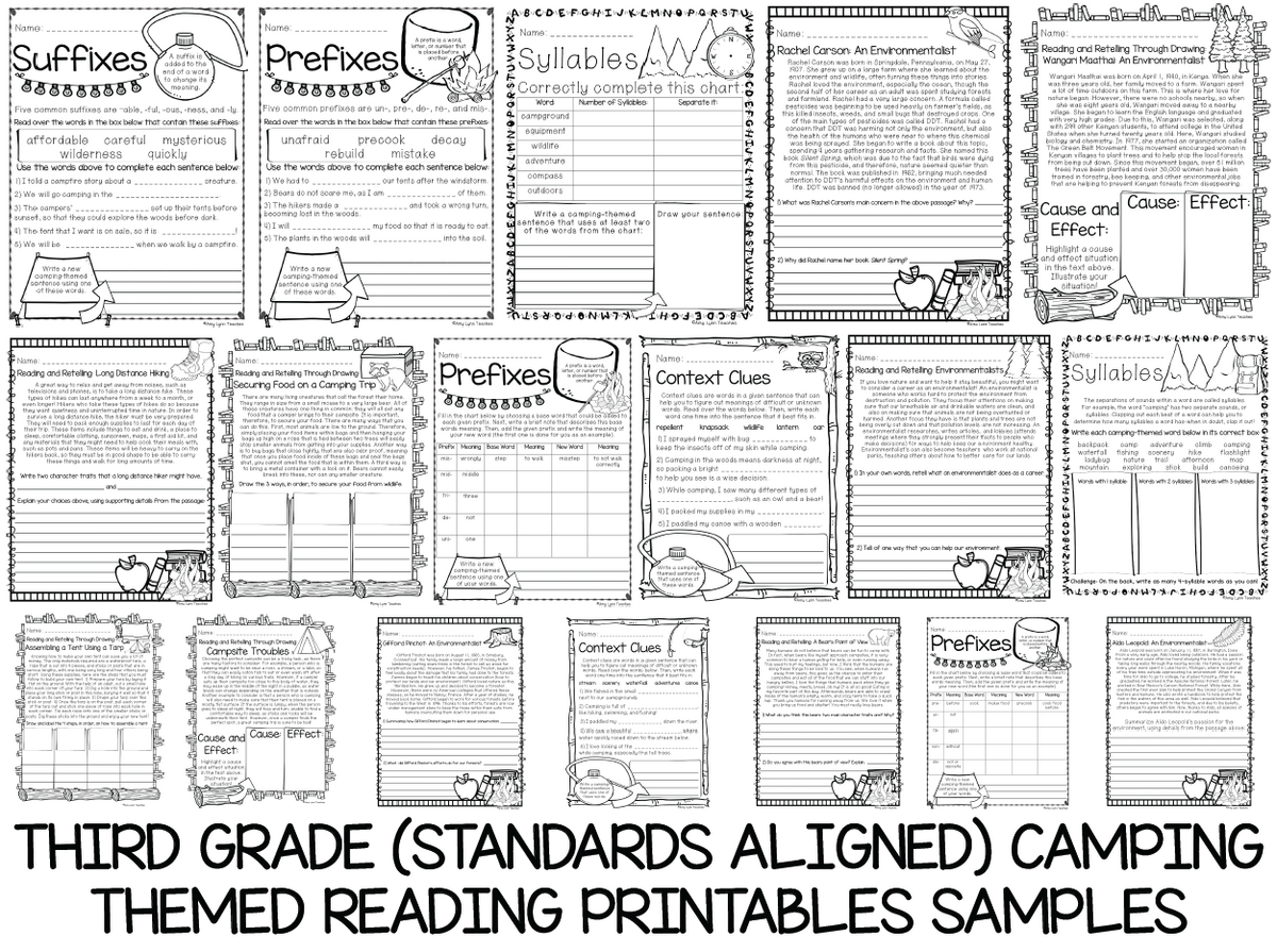 Third Grade Camping Themed Worksheets 100 Standards Aligned Printables Made By Teachers
