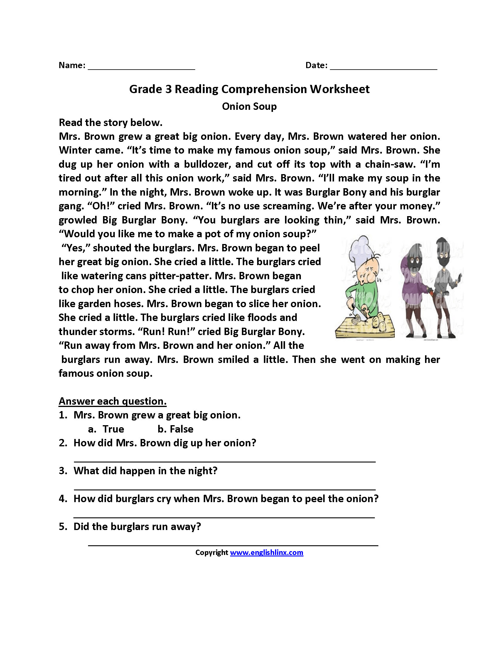 Free Printable Third Grade Reading Comprehension Worksheets