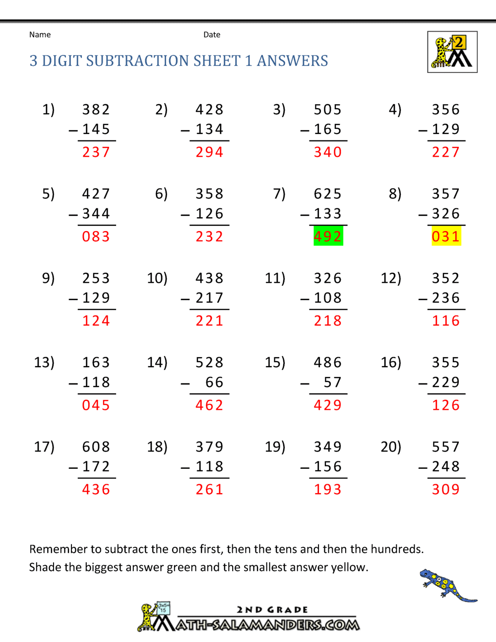 Three Digit Subtraction With Regrouping Worksheets Three Digit Subtraction With Regrouping Worksheets