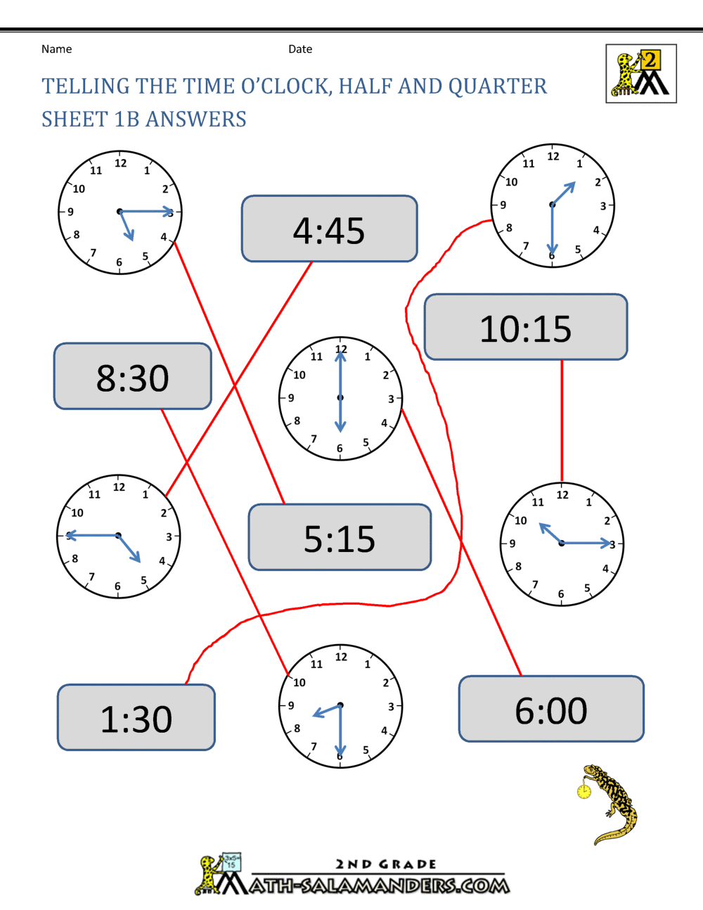 Time Worksheet O Clock Quarter And Half Past