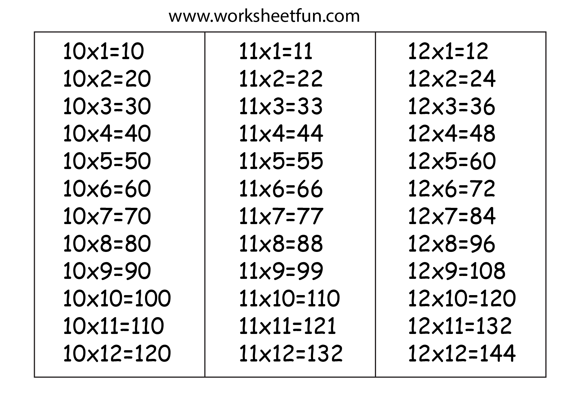 Times Table Chart 10 11 12 FREE Printable Worksheets Worksheetfun Times Table Chart 10 11 12 FREE Printable Worksheets Worksheetfun