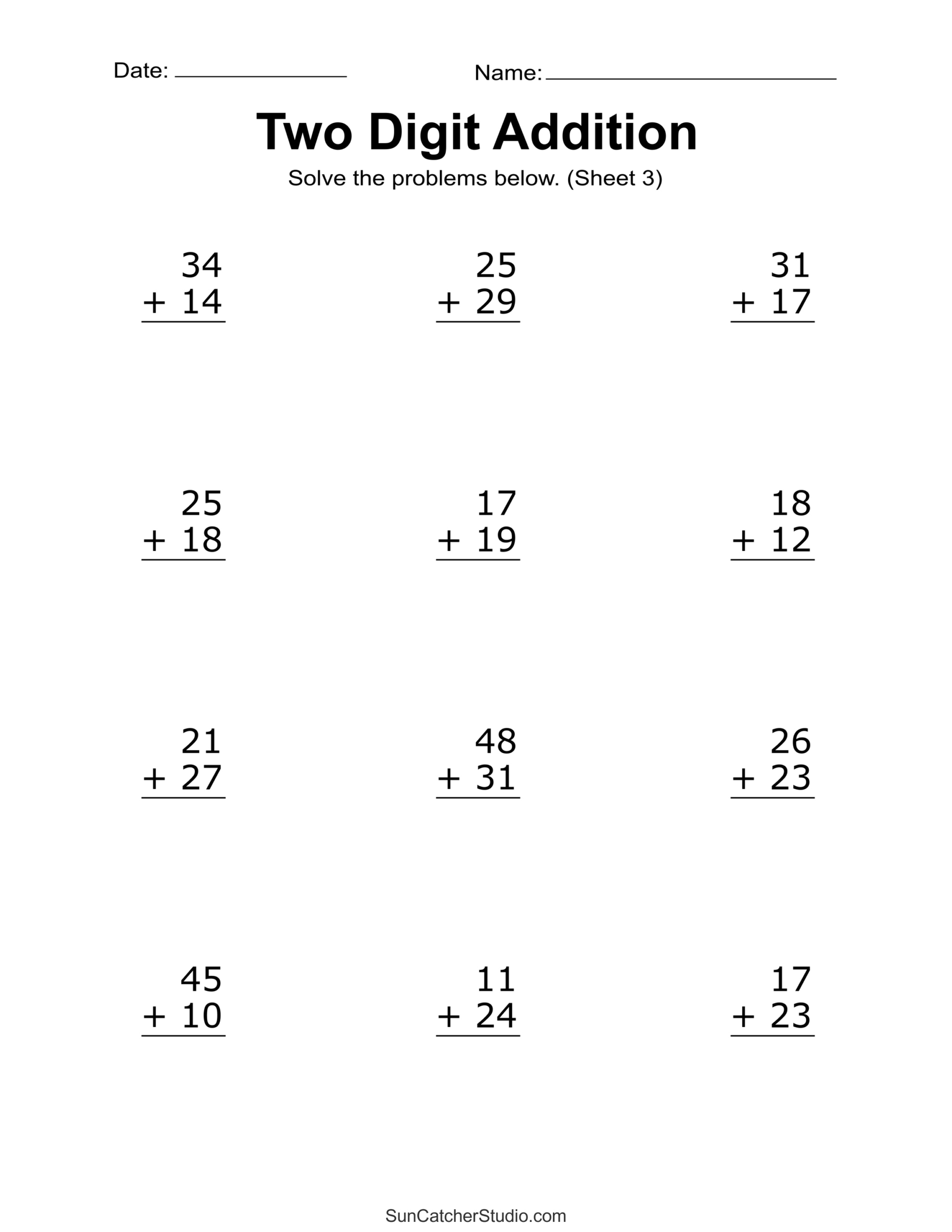 Two Digit Addition Worksheets Printable 2 Digit Problems Free Printables Lettering SVG Files Tools Apps 10 Printable Two Digit Addition Worksheets Double Digit Addition Worksheets 1st Grade 2nd Grade Made By Teachers