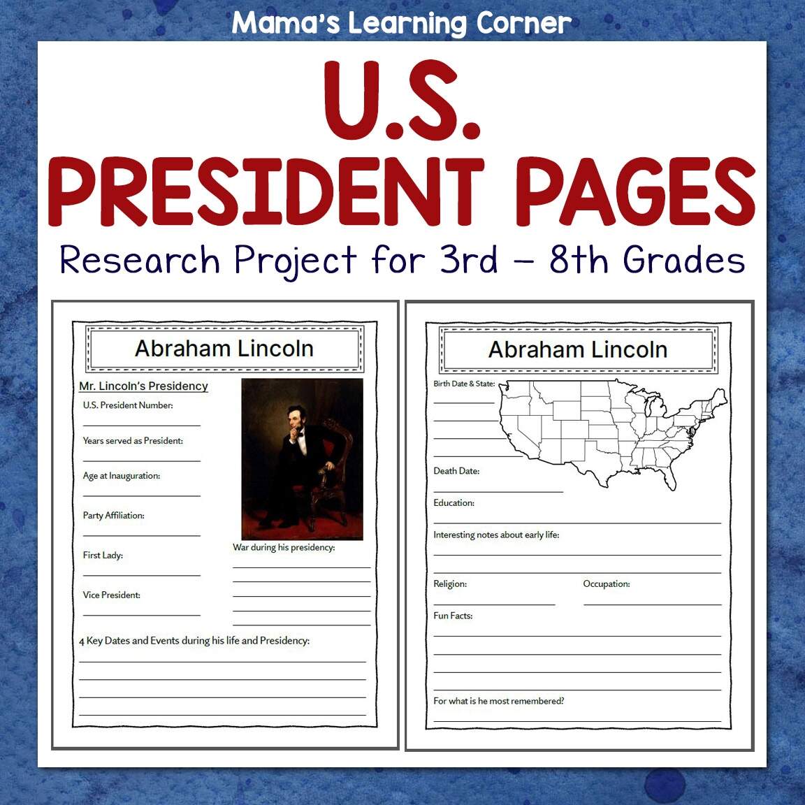 U S Presidents Research Project Mamas Learning Corner U S Presidents Research Project Mamas Learning Corner