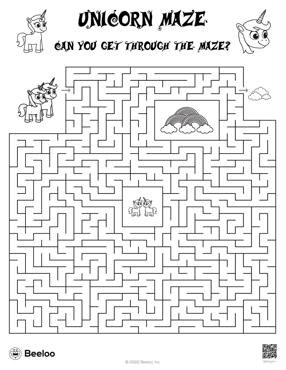 Unicorn themed Mazes Beeloo Printable Crafts And Activities For Kids