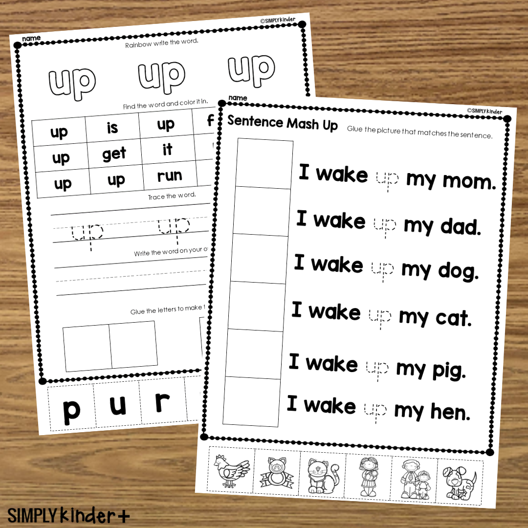 Up Sight Word Cut Glue Activities Simply Kinder Printable Membership Up Sight Word Cut Glue Activities Simply Kinder Printable Membership
