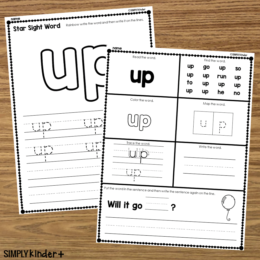 Up Sight Word Printable Activities Simply Kinder Printable Membership Up Sight Word Cut Glue Activities Simply Kinder Printable Membership
