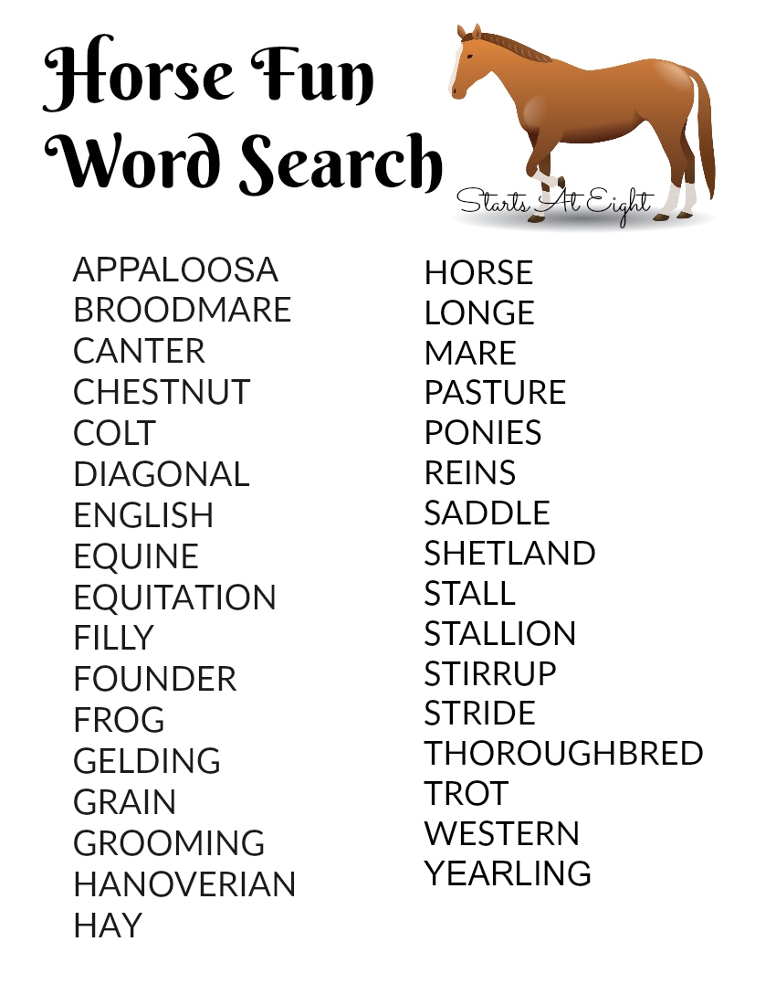 Using Horse Stories For A Horse Unit Study FREE Printable Worksheets StartsAtEight Using Horse Stories For A Horse Unit Study FREE Printable Worksheets StartsAtEight