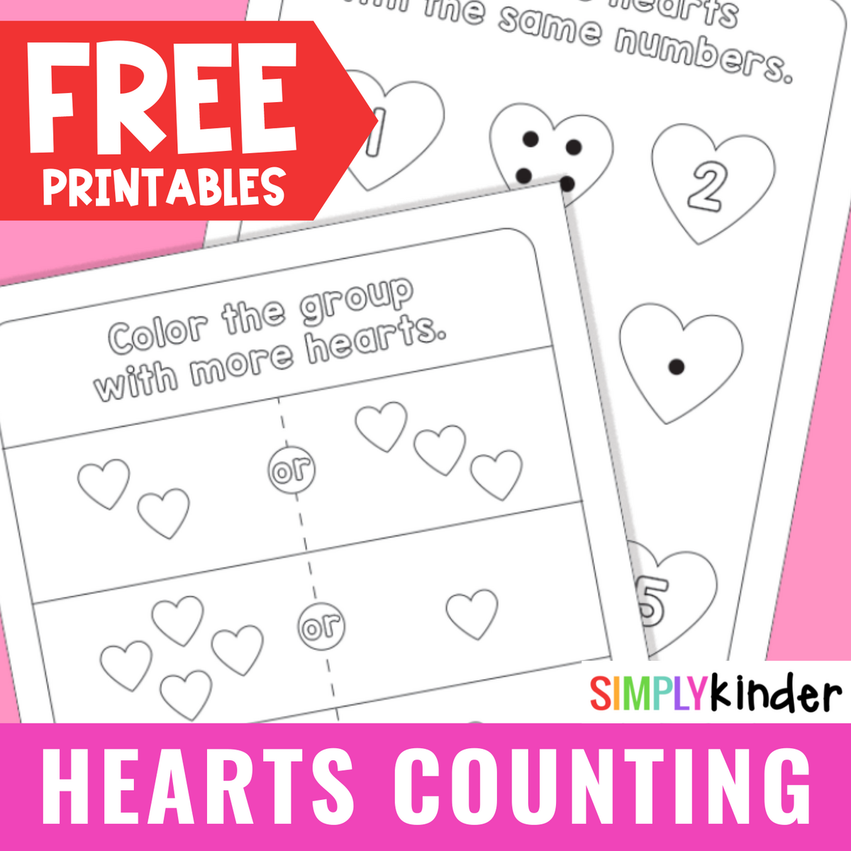 Valentines Hearts Counting Printables Simply Kinder Valentine S Day Roll And Cover The Number Free Printable