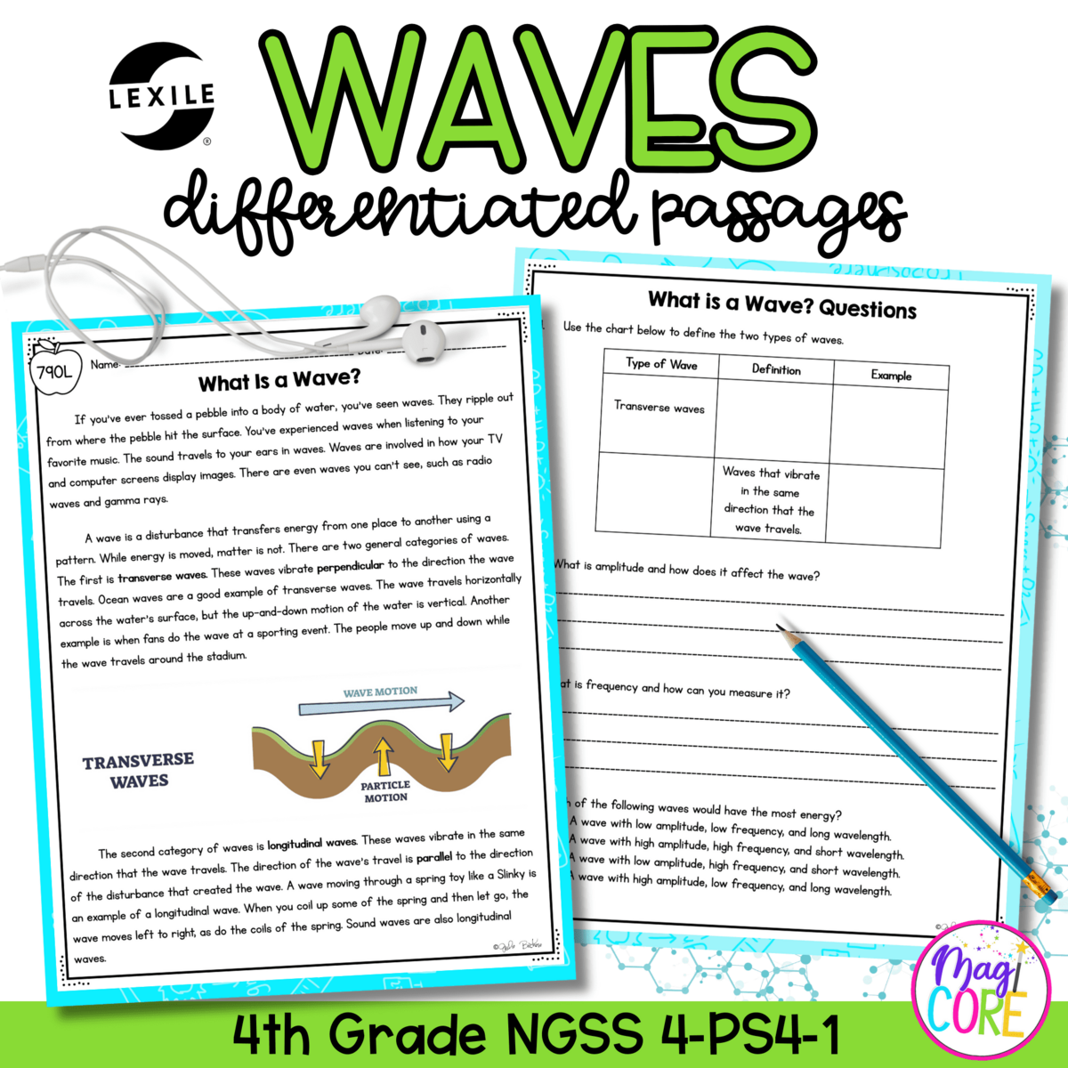 Waves NGSS 4 PS4 1 Science Differentiated Passages MagiCore Real World Uses Of Magnets Reading And Worksheet Flying Colors Science