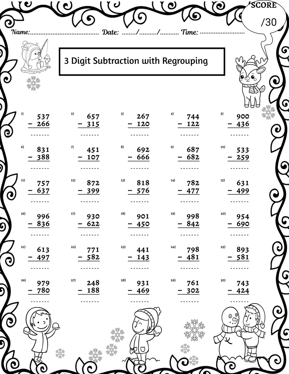WINTER 3 Digit Addition And Subtraction With Without Regrouping Worksheets Made By Teachers WINTER 3 Digit Addition And Subtraction With Without Regrouping Worksheets Made By Teachers