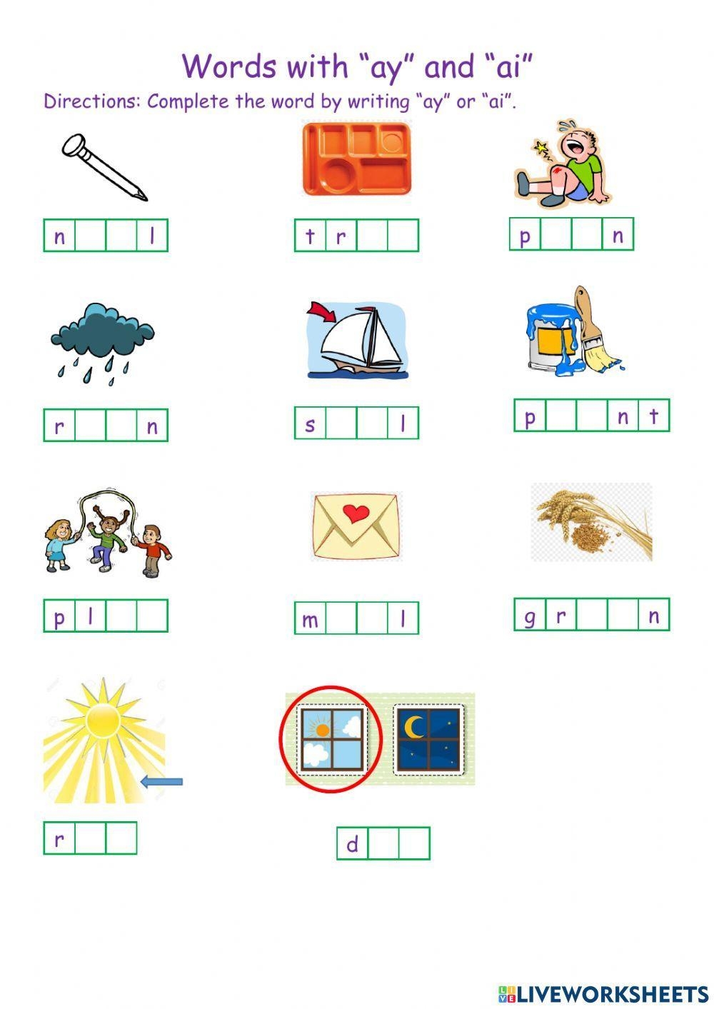 Words With Ai And Ay Worksheet Worksheets Library Words With Ai And Ay Worksheet Worksheets Library
