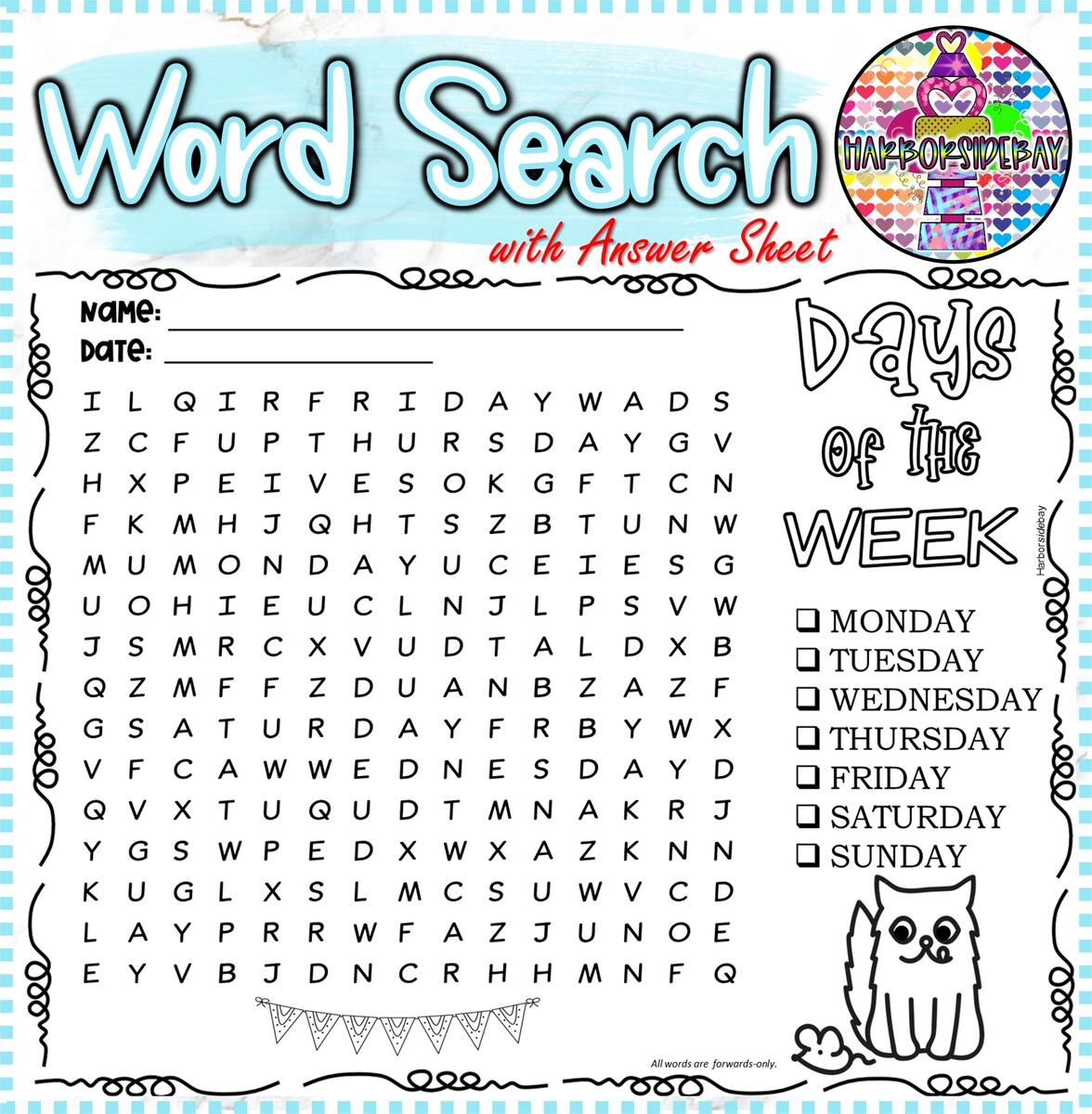 WordSearch Days Of The Week Worksheet Made By Teachers