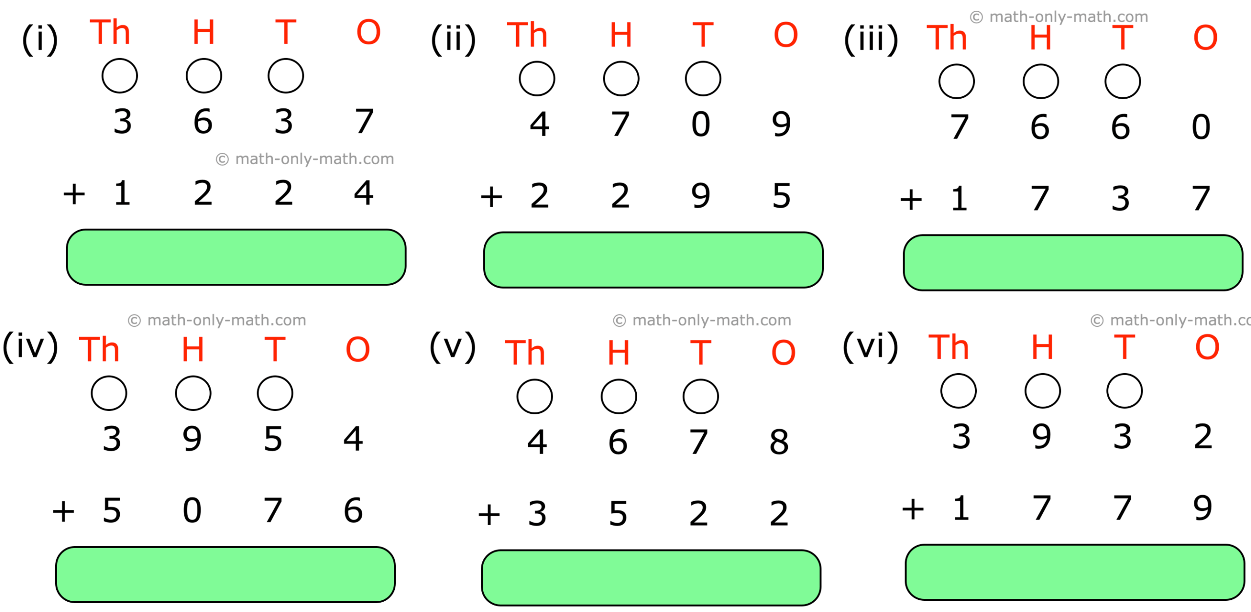 Worksheet On Addition Of 4 Digit Numbers 4 Digit Addition Worksheets