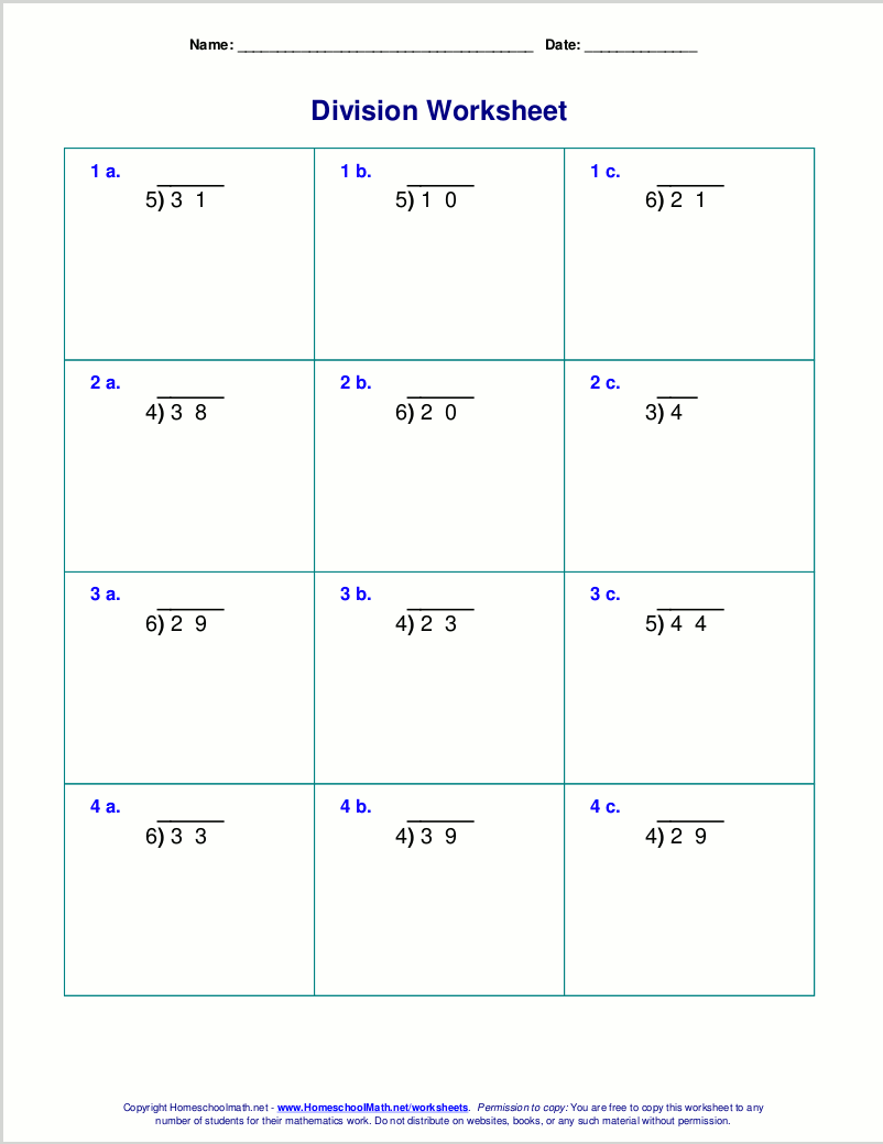 Worksheets For Division With Remainders Printable Division Worksheets For Teachers Math Champions