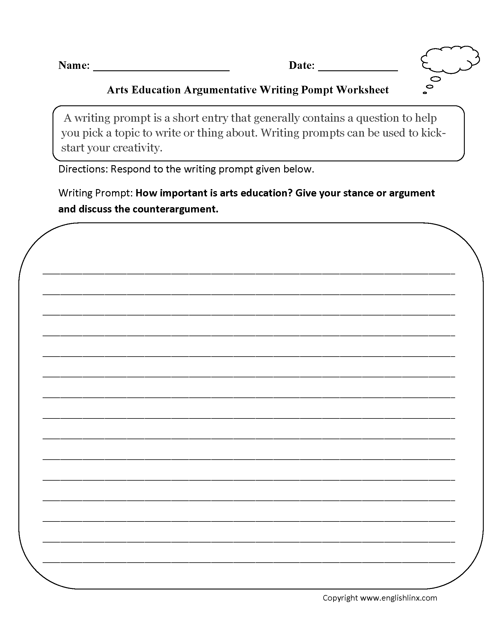 Writing Prompts Worksheets Argumentative Writing Prompts Worksheets Writing Worksheets For Creative Kids Free PDF Printables EdHelper