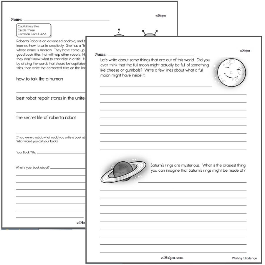 Writing Worksheets For Creative Kids Free PDF Printables EdHelper Writing Prompts Worksheets Narrative Writing Prompts Worksheets