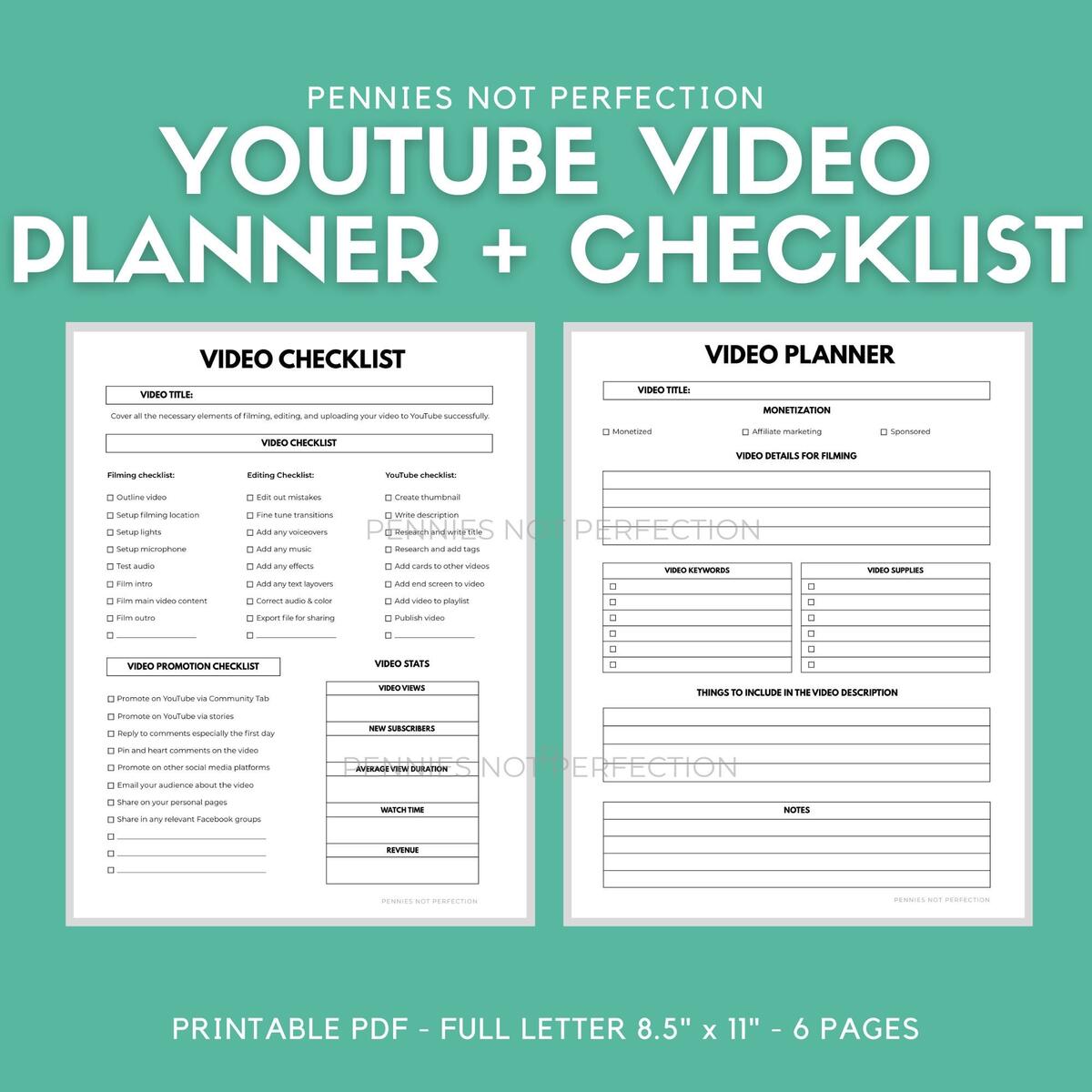 FREE Printable YouTube Video Planner Worksheets Library